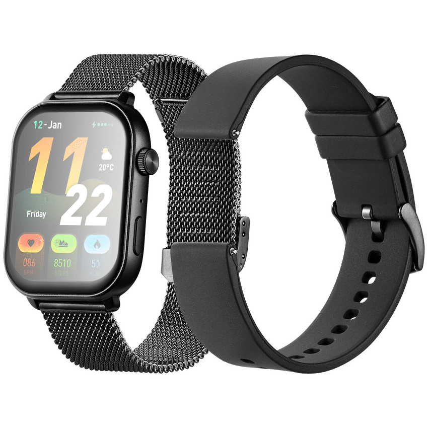 Volkano Trinity Series Smartwatch with Metal Mesh Strap - Black